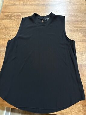 Eileen Fisher Elegant Silk Sleeveless Top - Black XL. High neck